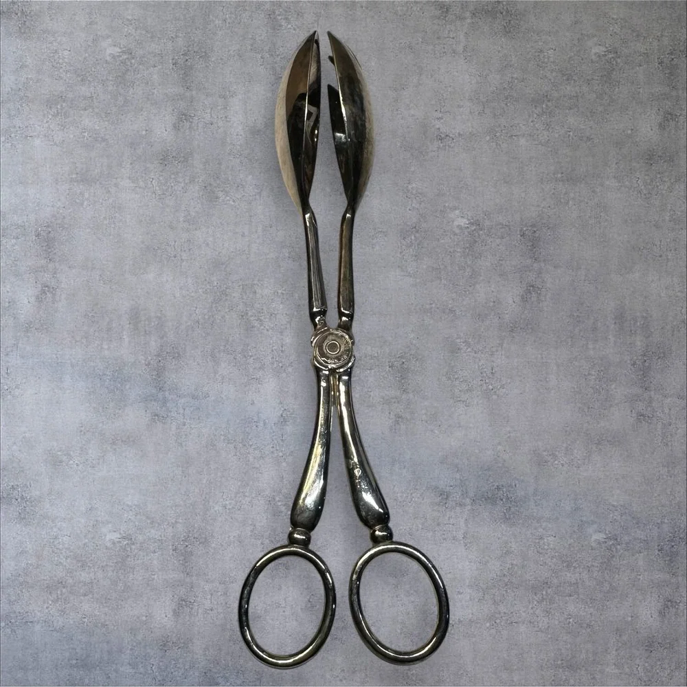 Vintage Silverplate Salad Tongs‎ EP Zinc Alloy 10